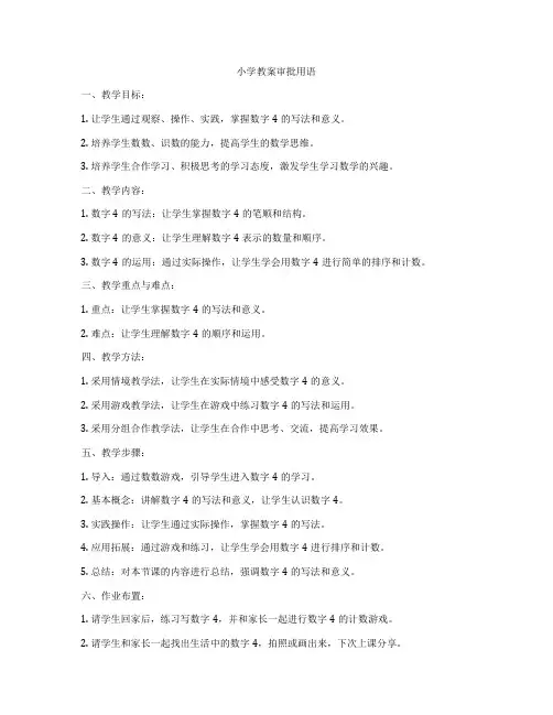 小学教案审批用语