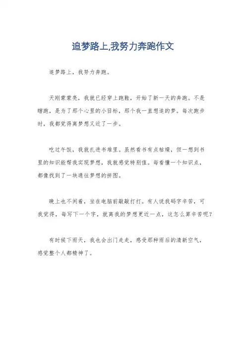 追梦路上,我努力奔跑作文