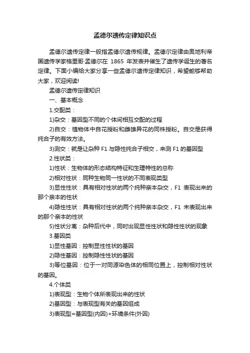 孟德尔遗传定律知识点