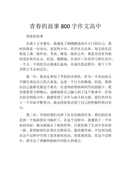 青春的故事800字作文高中