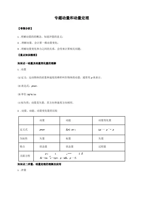 动量和动量定理含答案