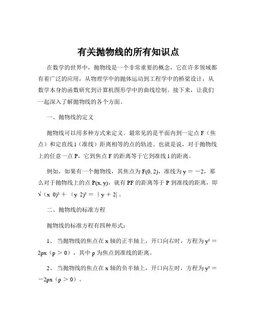 有关抛物线的所有知识点