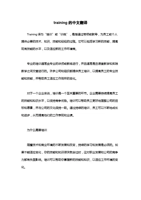 training的中文翻译