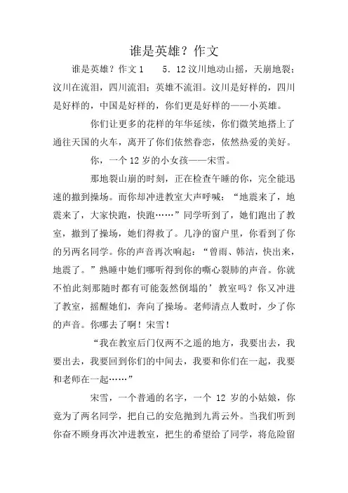 谁是英雄？作文