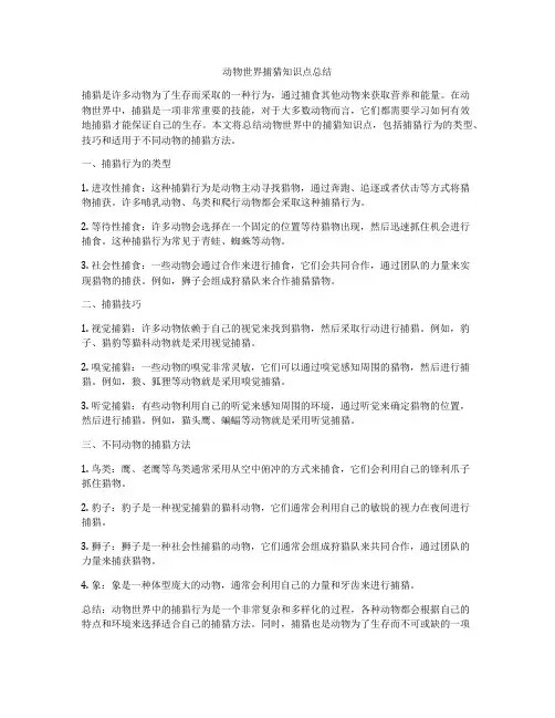 动物世界捕猎知识点总结