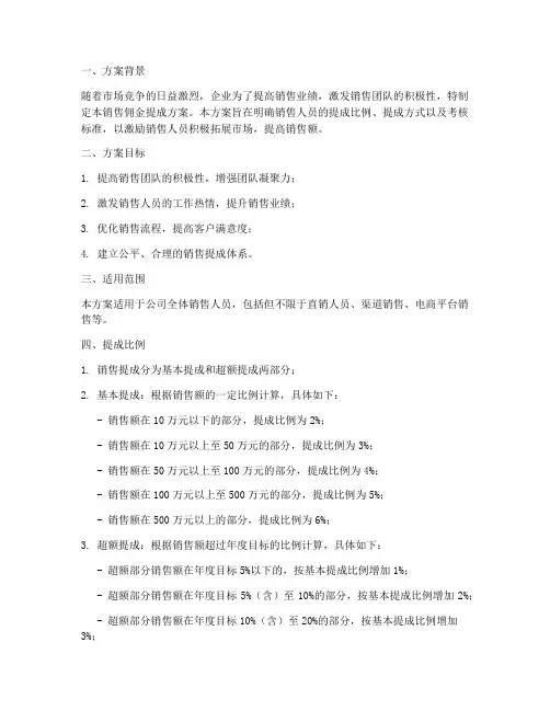 销售佣金提成方案
