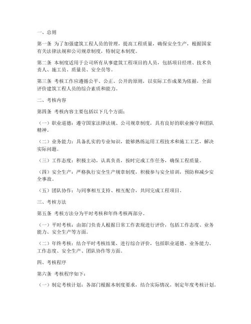建筑工程人员考核管理制度