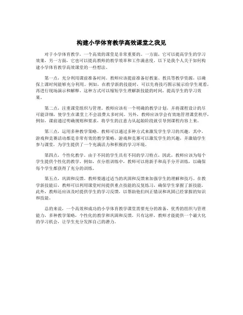 构建小学体育教学高效课堂之我见