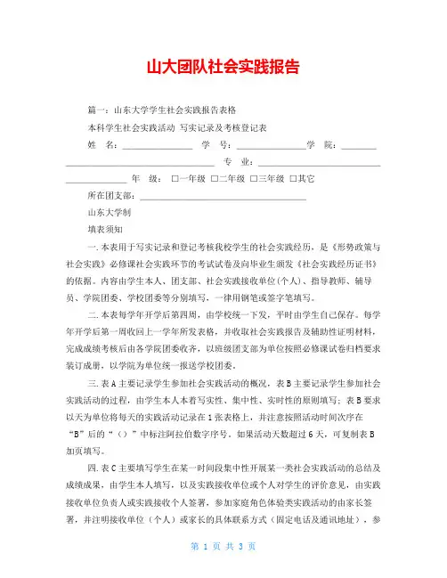 山大团队社会实践报告