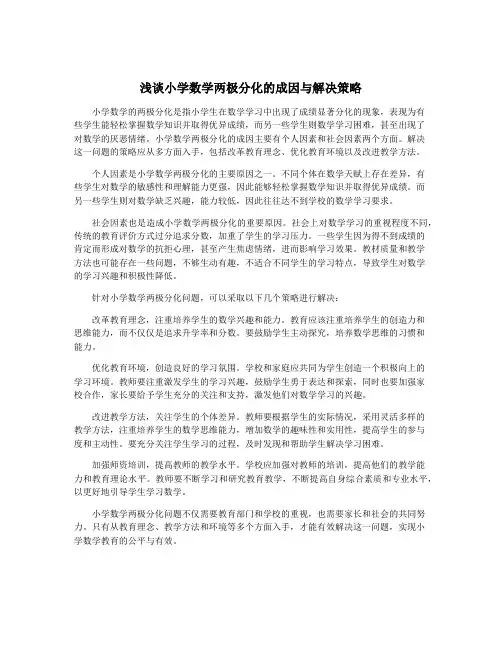 浅谈小学数学两极分化的成因与解决策略