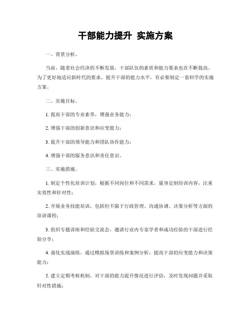 干部能力提升 实施方案