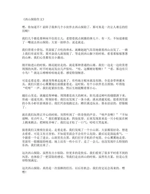 西山探险作文
