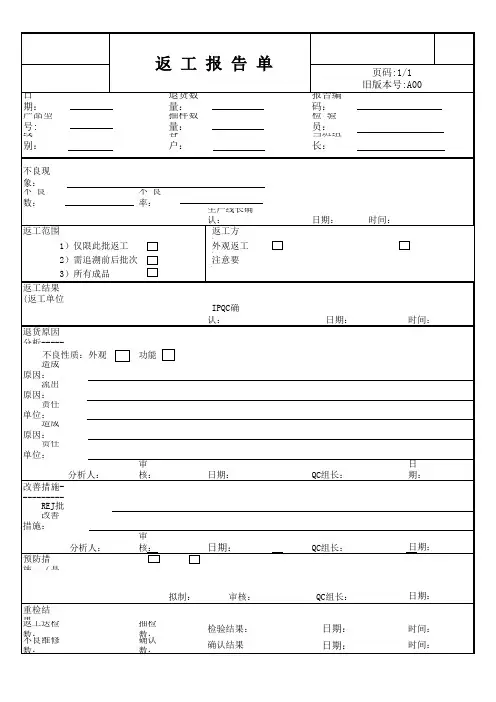 返工报告单