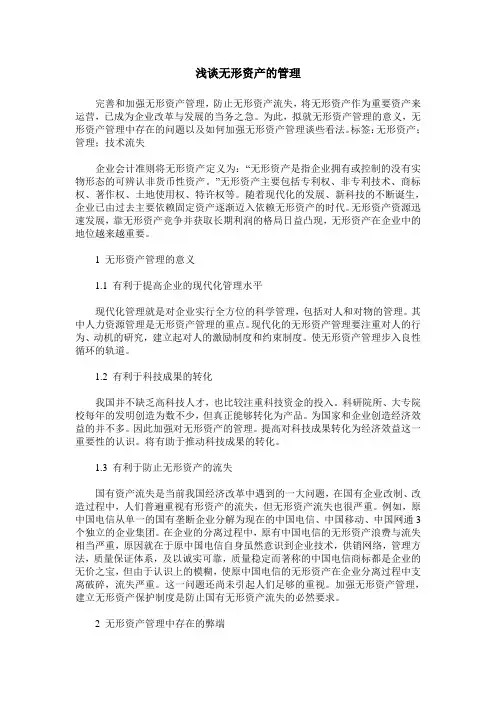 浅谈无形资产的管理