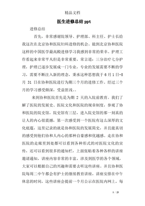 医生进修总结ppt