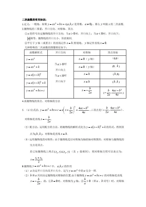 初中数学二次函数,三角函数,相似的总结