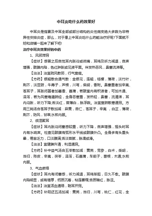 中耳炎吃什么药效果好