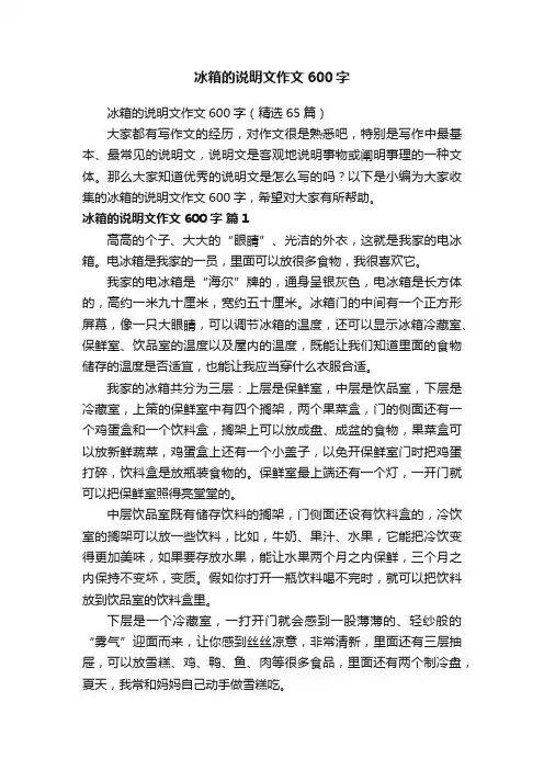 冰箱的说明文作文600字（精选65篇）