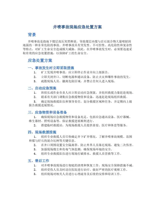 井喷事故现场应急处置方案