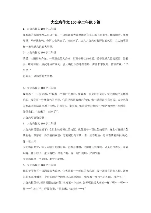 大公鸡作文100字二年级5篇