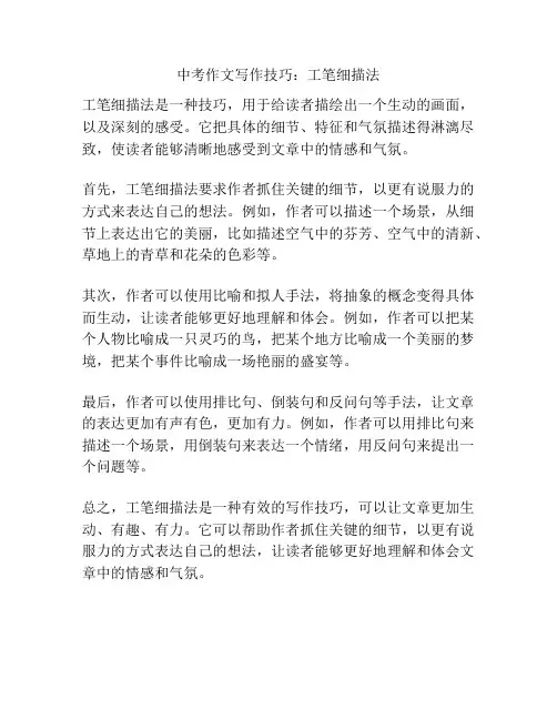 中考作文写作技巧：工笔细描法