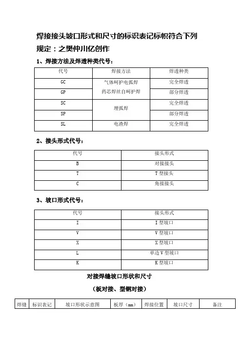 钢结构常用焊接接头坡口形式分类图集