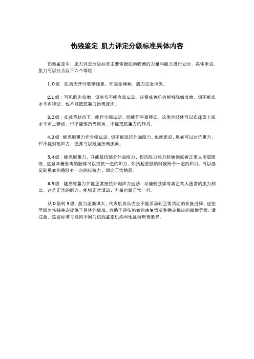 伤残鉴定 肌力评定分级标准具体内容