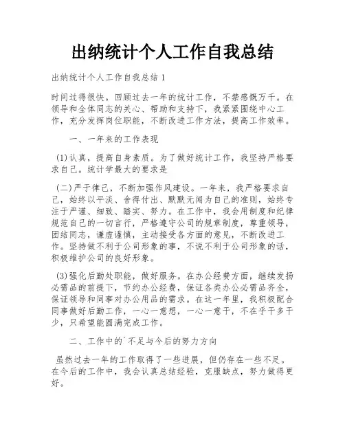 出纳统计个人工作自我总结