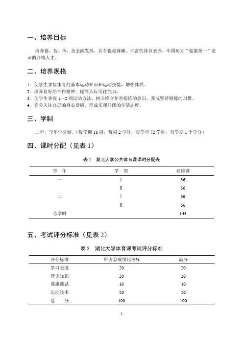 湖北大学公共体育课
