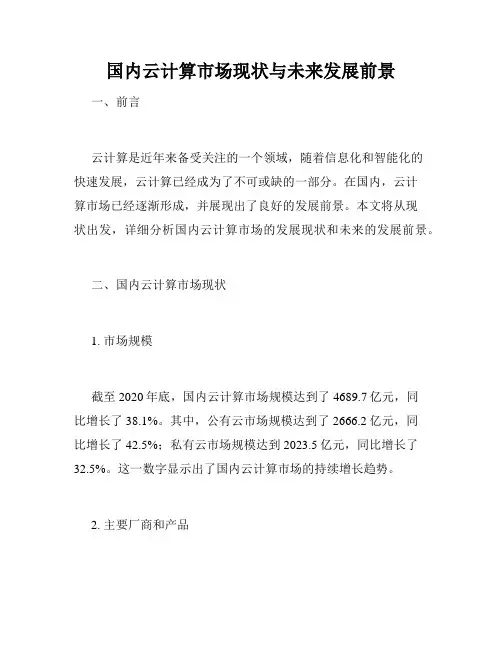 国内云计算市场现状与未来发展前景