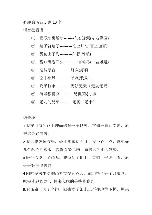 有趣的谐音5到10个