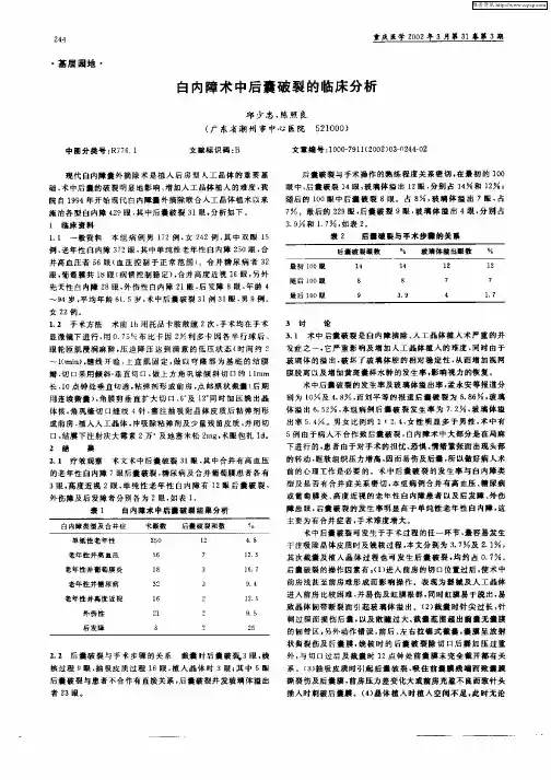 白内障术中后囊破裂的临床分析