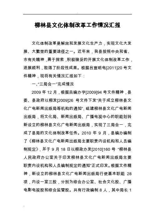 文化体制改革情况汇报
