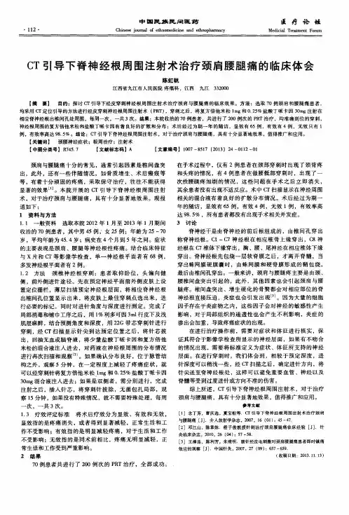 CT引导下脊神经根周围注射术治疗颈肩腰腿痛的临床体会