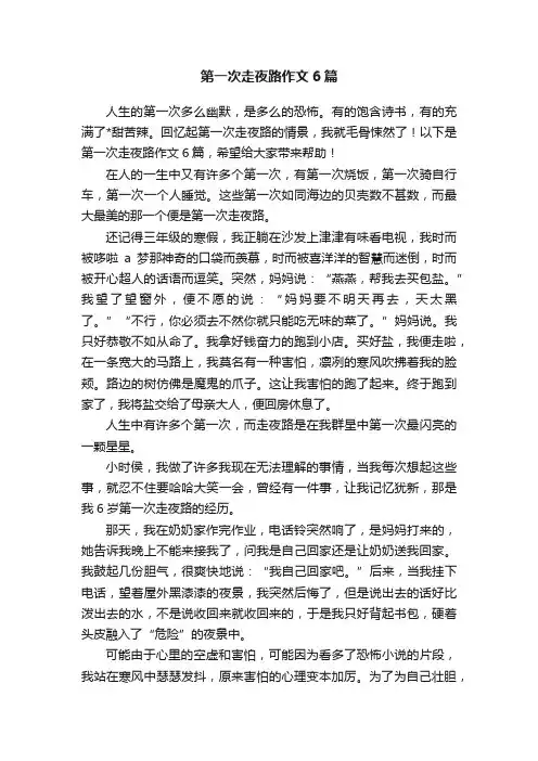 第一次走夜路作文6篇