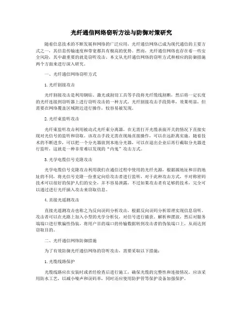 光纤通信网络窃听方法与防御对策研究