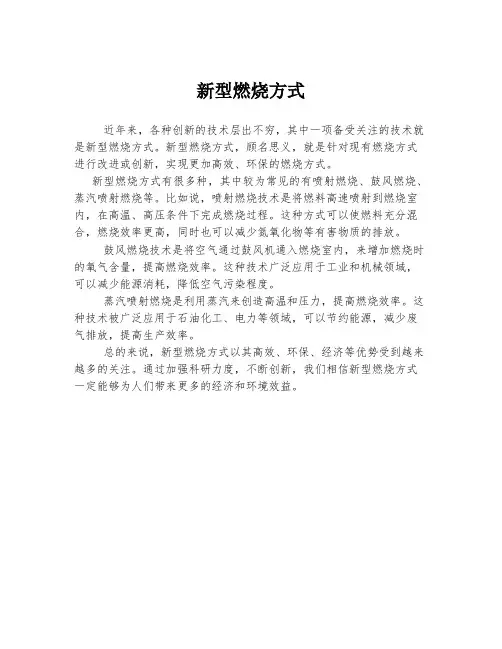 新型燃烧方式