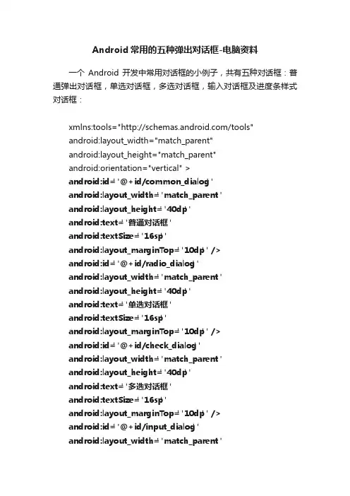 Android常用的五种弹出对话框-电脑资料