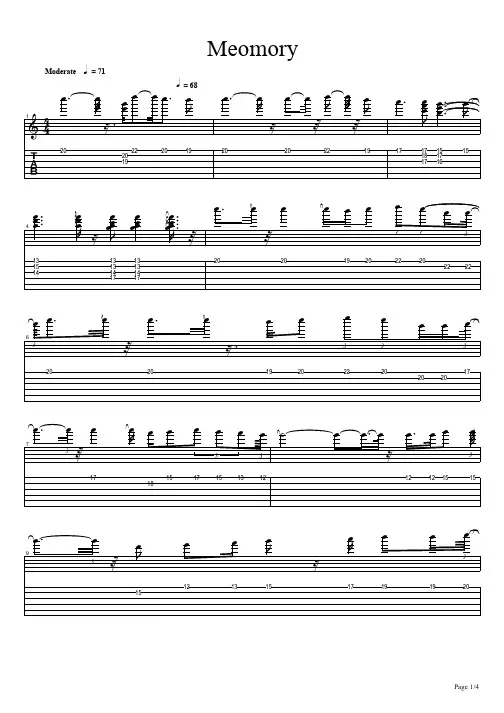 Meomory  吉他谱 独奏谱 六线谱 乐谱.pdf