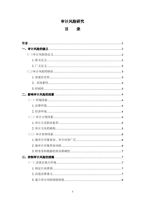 《审计风险探究6700字》