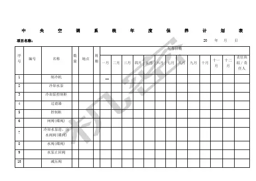 中央空调系统年度保养计划表