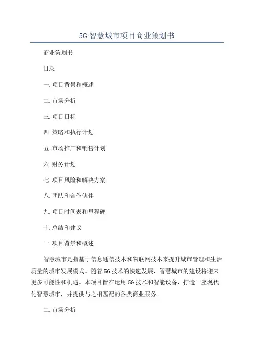 5G智慧城市项目商业策划书