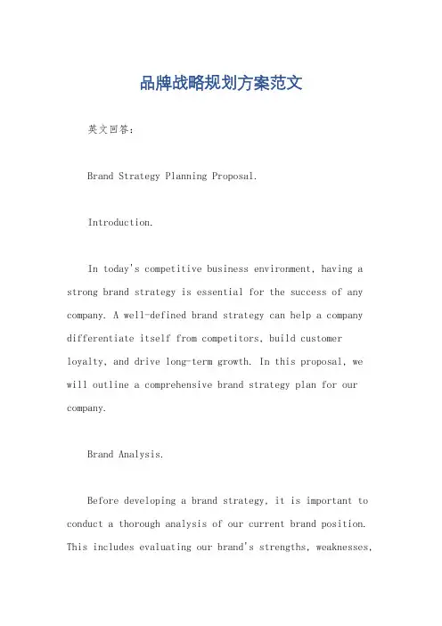 品牌战略规划方案范文
