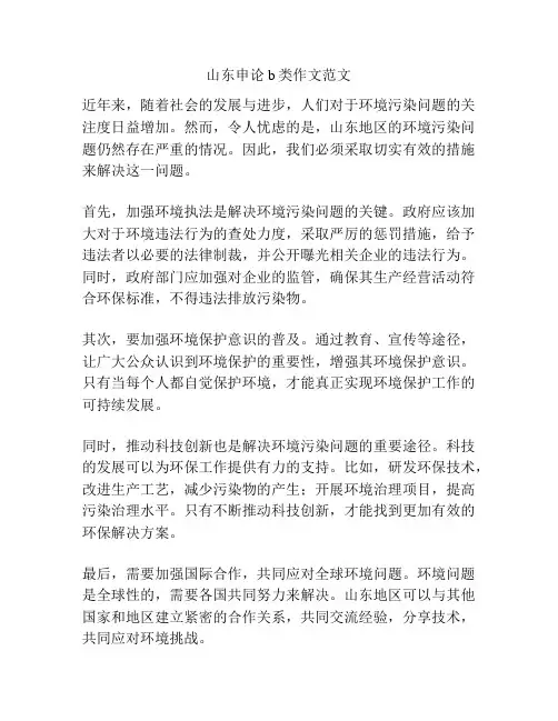 山东申论b类作文范文