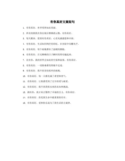 有你真好文案短句