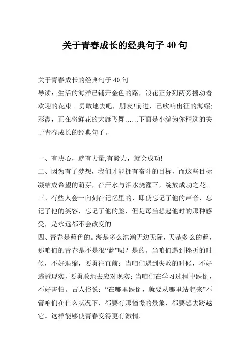 关于青春成长的经典句子40句
