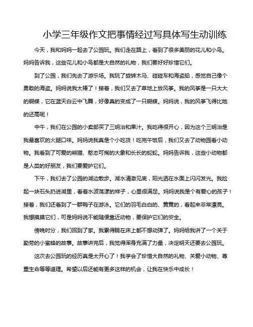小学三年级作文把事情经过写具体写生动训练