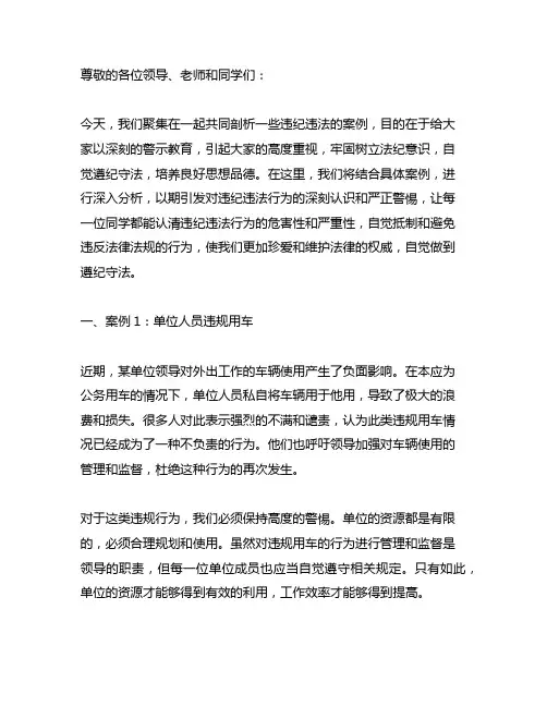 共同剖析违纪违法案例警示教育录
