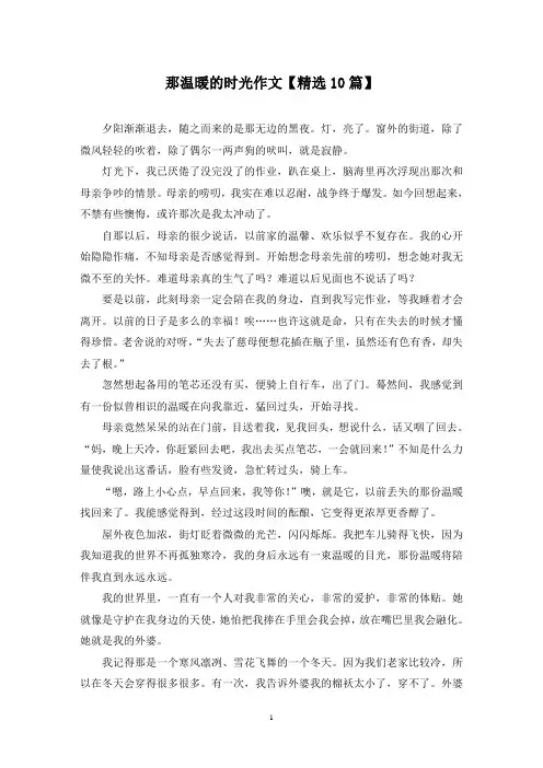 精选那温暖的时光作文【10篇】