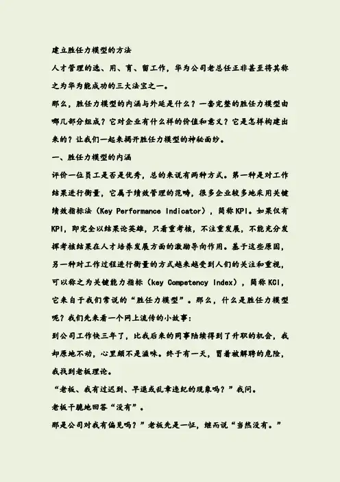 胜任力模型建立的方法、访谈注意事项、访谈提纲